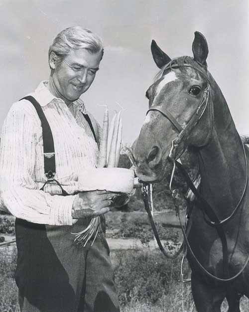 Jimmy Stewart riding Pie during his western-film career